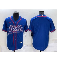 Men Buffalo Bills Blank Royal Cool Base Stitched Baseball Jersey