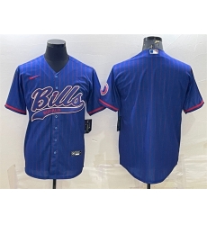 Men Buffalo Bills Blank Royal With Patch Cool Base Stitched Baseball Jersey