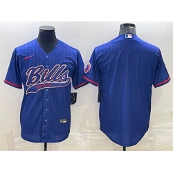 Men Buffalo Bills Blank Royal With Patch Cool Base Stitched Baseball Jersey