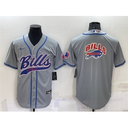Men Buffalo Bills Grey Team Big Logo With Patch Cool Base Stitched Baseb