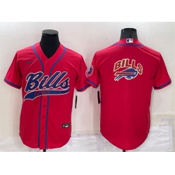 Men Buffalo Bills Red Team Big Logo With Patch Cool Base Stitched Baseb