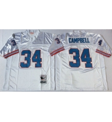 Men Oilers 34 Earl Campbell White M&N Throwback Jersey