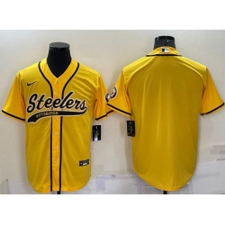 Men PITTSBURGH STEELERS Team Big Logo With Patch Cool Base Stitched Baseball Jersey
