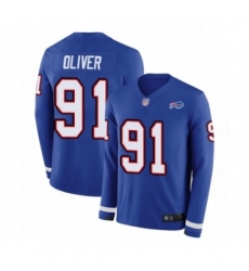 Mens Buffalo Bills 91 Ed Oliver Limited Royal Blue Therma Long Sleeve Football Jersey