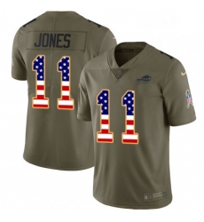 Mens Nike Buffalo Bills 11 Zay Jones Limited OliveUSA Flag 2017 Salute to Service NFL Jersey