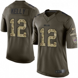 Mens Nike Buffalo Bills 12 Jim Kelly Limited Green Salute to Service NFL Jersey