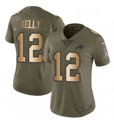 Mens Nike Buffalo Bills 12 Jim Kelly Limited OliveGold 2017 Salute to Service NFL Jersey