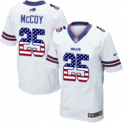 Mens Nike Buffalo Bills 25 LeSean McCoy Elite White Road USA Flag Fashion NFL Jersey