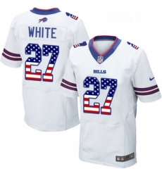 Mens Nike Buffalo Bills 27 TreDavious White Elite White Road USA Flag Fashion NFL Jersey