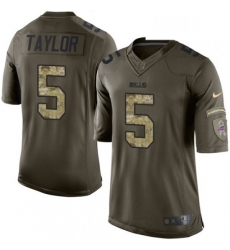 Mens Nike Buffalo Bills 5 Tyrod Taylor Limited Green Salute to Service NFL Jersey