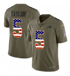 Mens Nike Buffalo Bills 5 Tyrod Taylor Limited OliveUSA Flag 2017 Salute to Service NFL Jersey