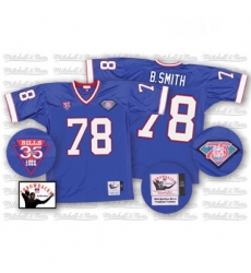 Mitchell And Ness Buffalo Bills 78 Bruce Smith Royal Blue 35th Anniversary Patch Authentic Throwback NFL Jersey
