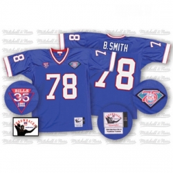 Mitchell And Ness Buffalo Bills 78 Bruce Smith Royal Blue 35th Anniversary Patch Authentic Throwback NFL Jersey