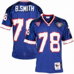 MitchellandNess Buffalo Bills 78 Bruce Smith Blue Stitched Replithentic 35th Anniversary