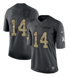 Nike Bills 14 Stefon Diggs Black Men Stitched NFL Limited 2016 Salute to Service Jersey