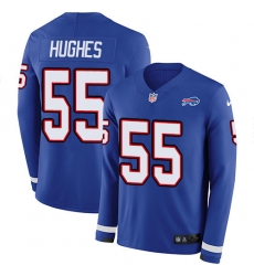 Nike Bills 55 Jerry Hughes Royal Blue Team Color Men s Stitched NFL Limited Therma Long Sleeve Jersey