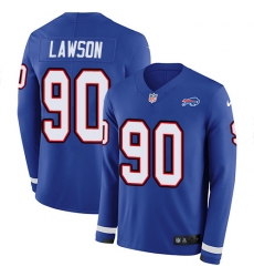 Nike Bills 90 Shaq Lawson Royal Blue Team Color Men s Stitched NFL Limited Therma Long Sleeve Jersey