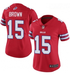 Bills #15 John Brown Red Women Stitched Football Limited Rush Jersey