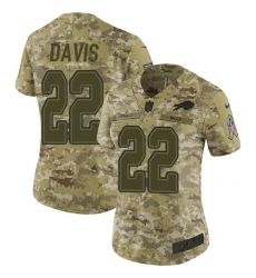 Nike Bills #22 Vontae Davis Camo Women Stitched NFL Limited 2018 Salute to Service Jersey