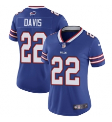 Nike Bills #22 Vontae Davis Royal Blue Team Color Womens Stitched NFL Vapor Untouchable Limited Jersey