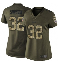 Nike Bills #32 O  J  Simpson Green Womens Stitched NFL Limited Salute to Service Jersey