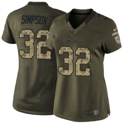 Nike Bills #32 O  J  Simpson Green Womens Stitched NFL Limited Salute to Service Jersey