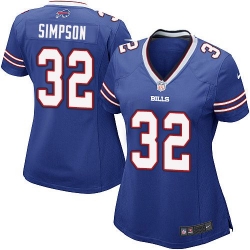 Nike Bills #32 O  J  Simpson Royal Blue Team Color Womens Stitched NFL Elite Jersey