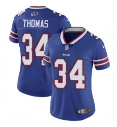 Nike Bills #34 Thurman Thomas Royal Blue Team Color Womens Stitched NFL Vapor Untouchable Limited Jersey