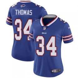 Nike Bills #34 Thurman Thomas Royal Blue Team Color Womens Stitched NFL Vapor Untouchable Limited Jersey