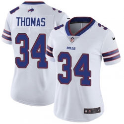Nike Bills #34 Thurman Thomas White Womens Stitched NFL Vapor Untouchable Limited Jersey