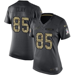 Nike Bills #85 Charles Clay Black Womens Stitched NFL Limited 2016 Salute to Service Jersey