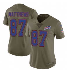 Nike Bills #87 Jordan Matthews Olive Womens Stitched NFL Limited 2017 Salute to Service Jersey