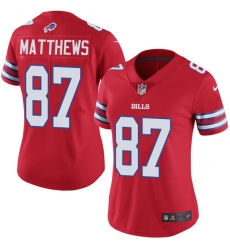 Nike Bills #87 Jordan Matthews Red Womens Stitched NFL Limited Rush Jersey