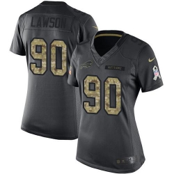 Nike Bills #90 Shaq Lawson Black Womens Stitched NFL Limited 2016 Salute to Service Jersey
