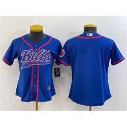 Women Buffalo Bills Blank Royal With Patch Cool Base Stitched Baseball Jersey