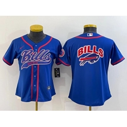 Women Buffalo Bills Royal Team Big Logo With Patch Cool Base Stitched Baseball Jersey