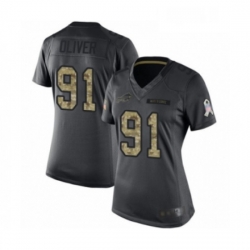Womens Buffalo Bills 91 Ed Oliver Limited Black 2016 Salute to Service Football Jersey