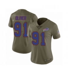 Womens Buffalo Bills 91 Ed Oliver Limited Olive 2017 Salute to Service Football Jersey
