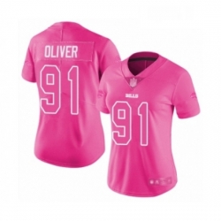 Womens Buffalo Bills 91 Ed Oliver Limited Pink Rush Fashion Football Jersey