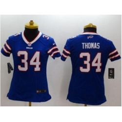 Women's Nike Bills 34 Thurman Thomas Royal Blue Team Color Stitched NFL Limited Jersey