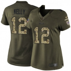 Womens Nike Buffalo Bills 12 Jim Kelly Elite Green Salute to Service NFL Jersey