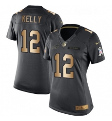 Womens Nike Buffalo Bills 12 Jim Kelly Limited BlackGold Salute to Service NFL Jersey