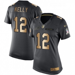 Womens Nike Buffalo Bills 12 Jim Kelly Limited BlackGold Salute to Service NFL Jersey