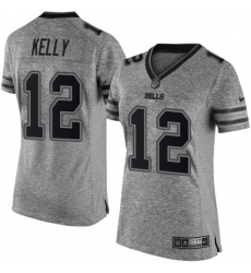 Womens Nike Buffalo Bills 12 Jim Kelly Limited Gray Gridiron NFL Jersey