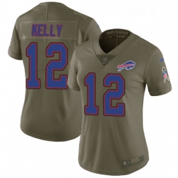 Womens Nike Buffalo Bills 12 Jim Kelly Limited Olive 2017 Salute to Service NFL Jersey