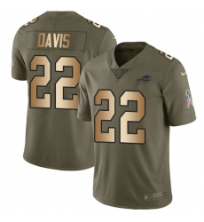 Nike Bills #22 Vontae Davis Olive Gold Youth Stitched NFL Limited 2017 Salute to Service Jersey