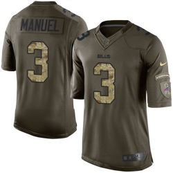 Nike Bills #3 E  J  Manuel Green Youth Stitched NFL Limited Salute to Service Jersey