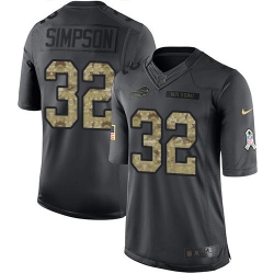 Nike Bills #32 O J Simpson Black Youth Stitched NFL Limited 2016 Salute to Service Jersey