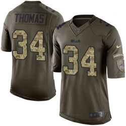 Nike Bills #34 Thurman Thomas Green Youth Stitched NFL Limited Salute to Service Jersey