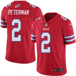 Youth Nike Bills #2 Nathan Peterman Red Stitched NFL Limited Rush Jersey